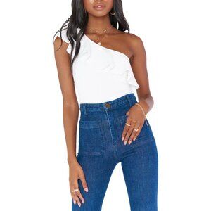 NWOT Show Me Your MuMu Ophelia Ruffle Bodysuit White L !